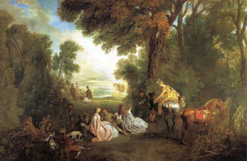 Jean-Antoine Watteau The Halt During the Chase Sweden oil painting art